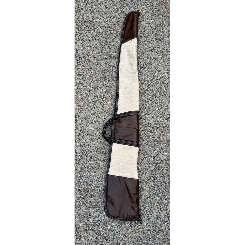 Vintage Sears Brown Vinyl and Canvas Padded Soft Gun Case 48 Inch Shotgun Rifle‎